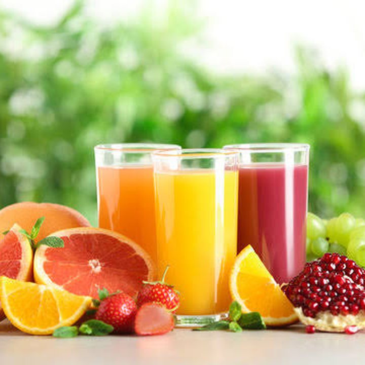 Glasses of freshly squeezed juice