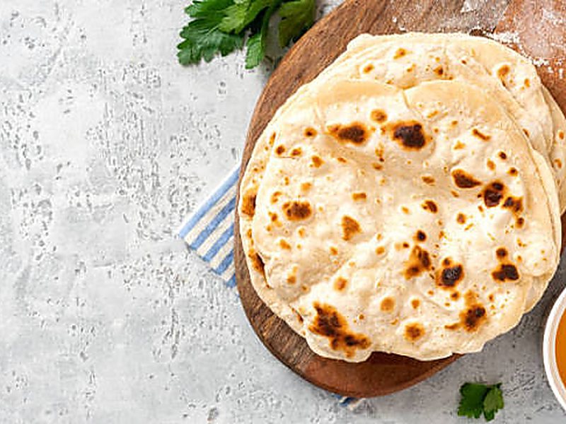 A stack of soft layered chapatis