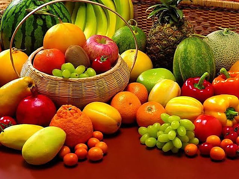 Slices of fresh fruit on a platter