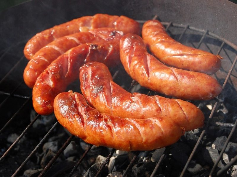 Smokies and sausages on the grill